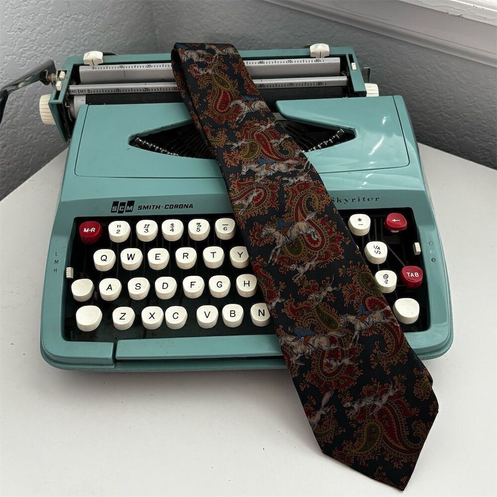 Paco Rabanne - Blue and red paisley horse motif tie